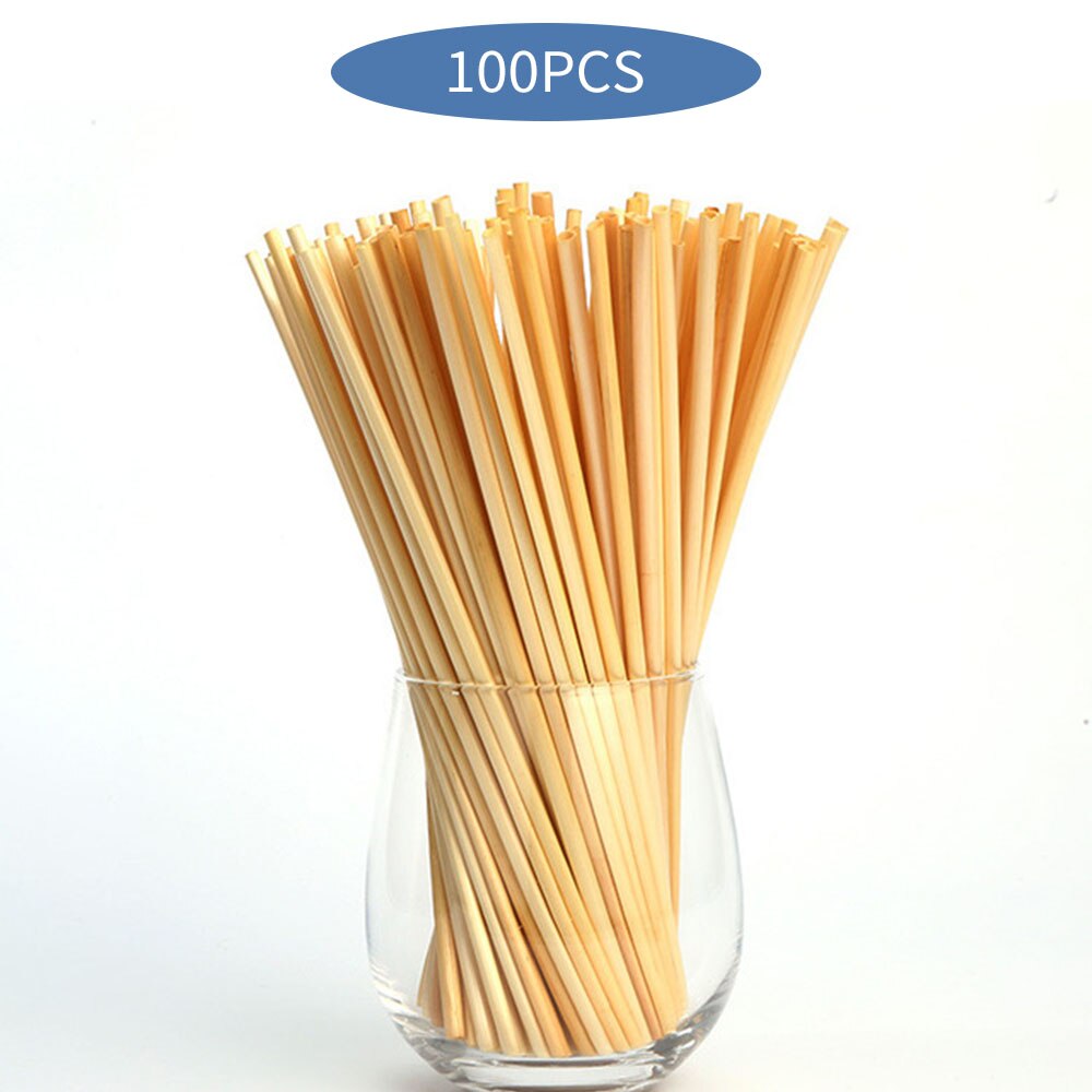 100Pcs Natuurlijke Tarwe Stro Rietjes Biologisch Afbreekbare Milieuvriendelijke Draagbare Rietje Keuken Bar Accessoires: Wheat Straw