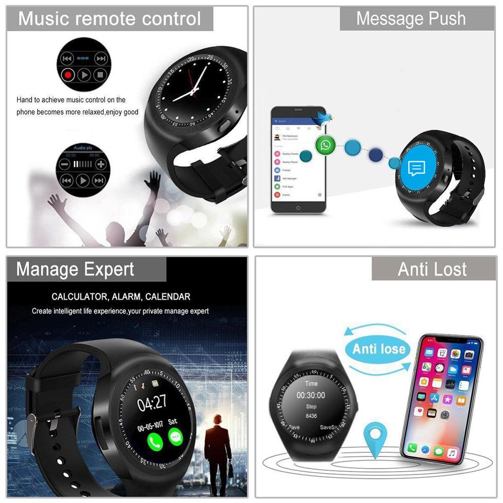 Bluetooth Y1 Smart Watch Relogio Android SmartWatch Phone Call GSM Sim Remote Camera Information Display Sports Pedometer