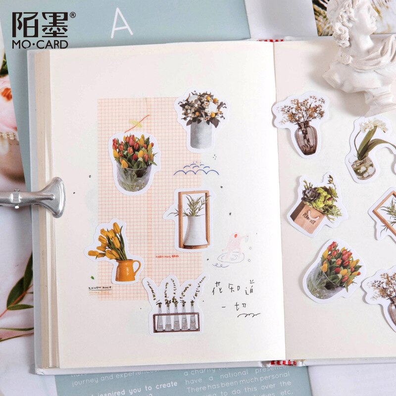 46 pcs/box Flower Knows Everything Series Decorative Stationery mini Stickers set Scrapbooking DIY Diary Album Stick Lable