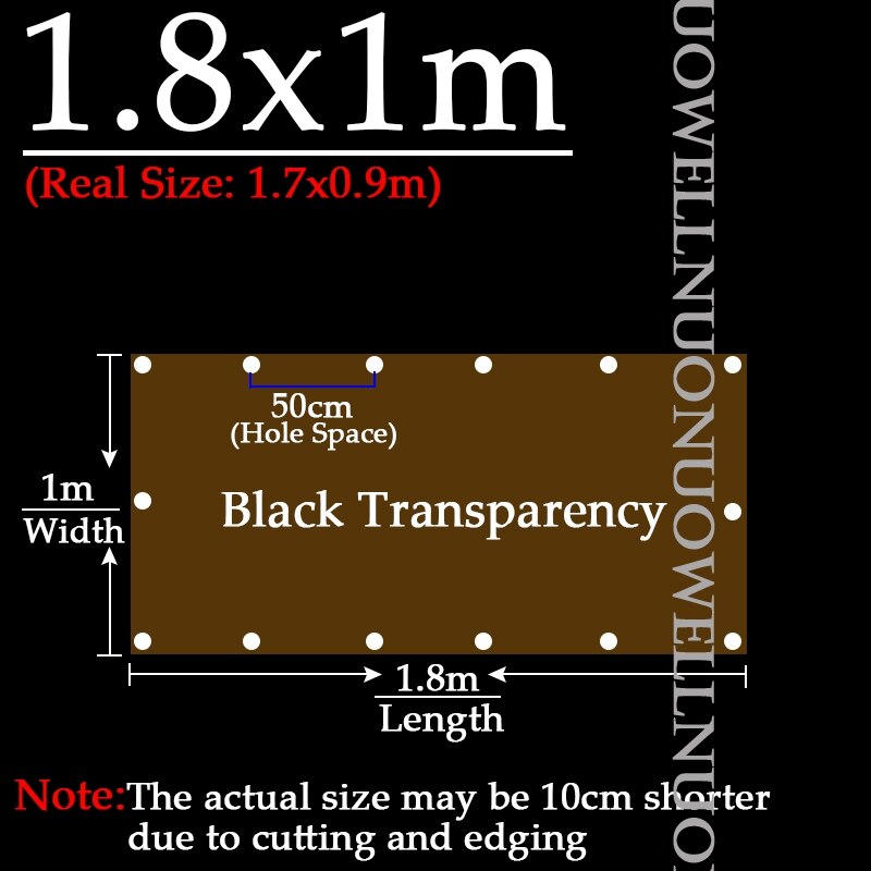Custom 0.35mm Thick PVC Rainproof Cloth Black Transparent Tarpaulin Garden Plant Awning Aiti-UV Sun Protective Waterproof Cover: 1.8x1m