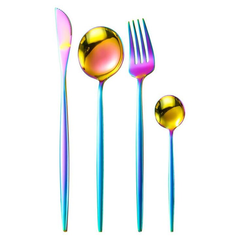 Ensemble de couverts en acier inoxydable ensemble de vaisselle couteau à Steak fourchette ensemble cuillère à café cuillère à café couverts vaisselle ensembles argenterie de cuisine