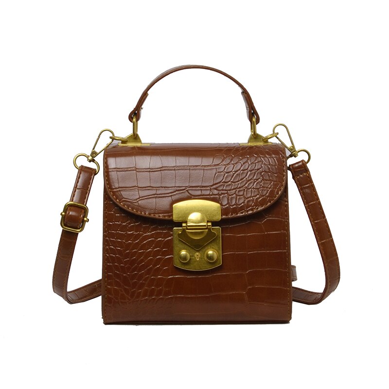 Olsitti Mini Steen Patroon Pu Lederen Schouder Crossbody Tassen Voor Vrouwen Lock Vrouwelijke Reizen Handtassen Eenvoudige Tas: Light Brown