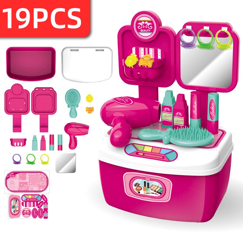 Cross border girl's playhouse vierdelige set tafel, commode, yi ju gereedschapskist, educatief speelgoed voor kinderen