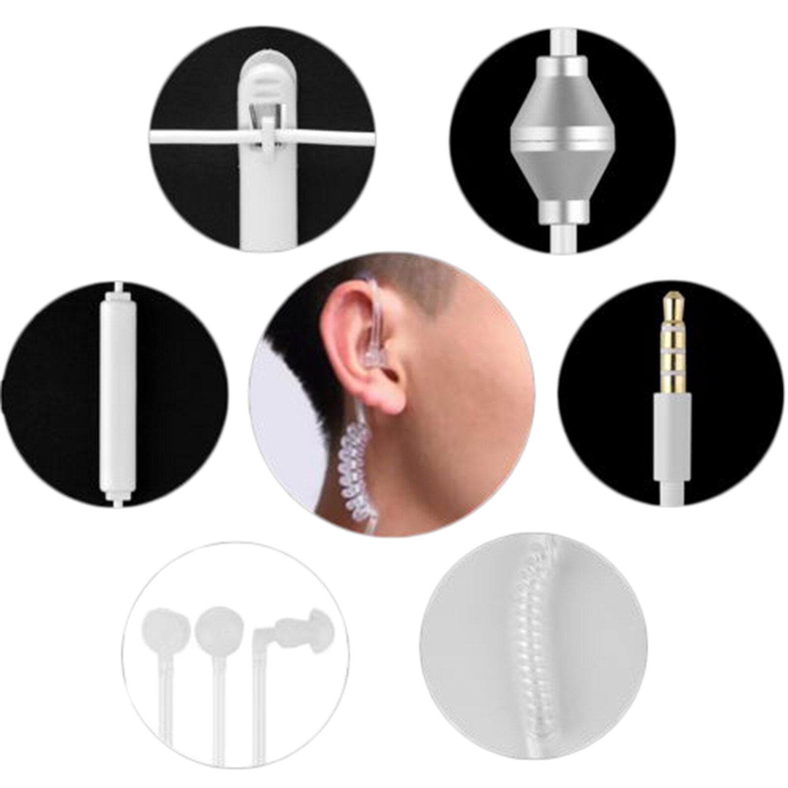 Anti-Straling Mono Oortelefoon 3.5Mm Stereo Akoestische Holle Buis Bedraad Oortje Handsfree Met Mic Headsets lichtgewicht