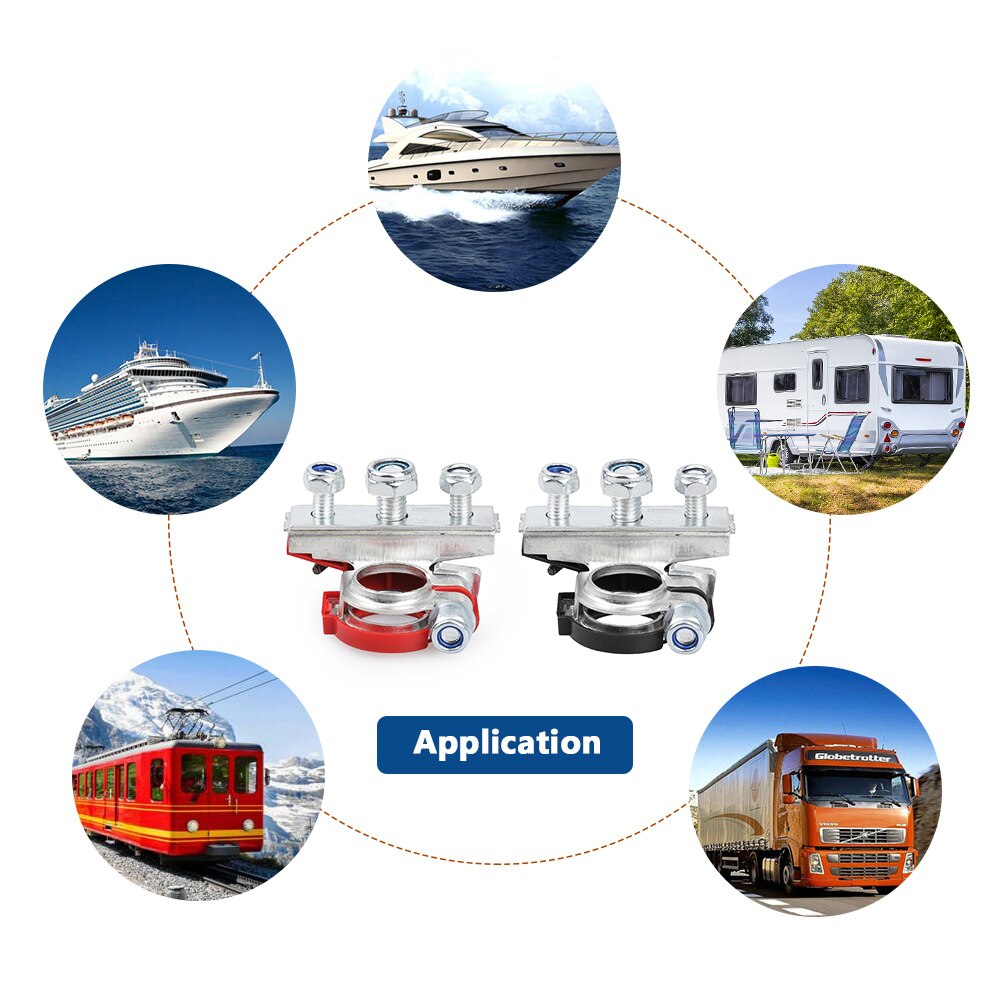 Automotive Car Top Post Battery Terminals Wire Cable Clamp 1Pair 12V 24V Terminal Connectors Car Accessories