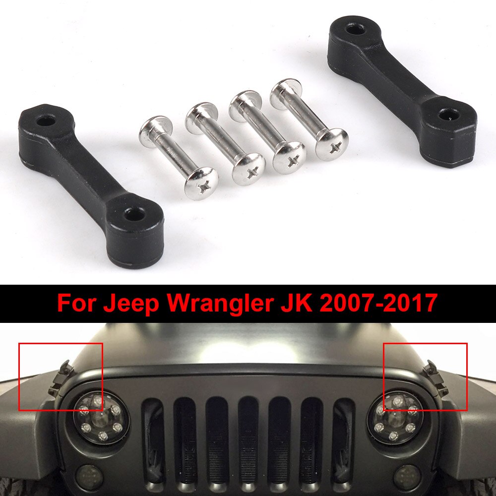 Kit de trava para capô de jeep wrangler jk, conjunto de atualização de trava, preto, chocalho, para bonés, motor, trava