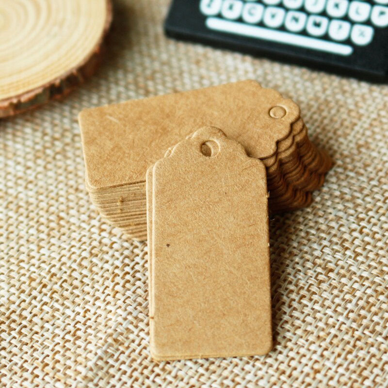 Mini étiquettes en papier Kraft 2x4cm, étiquette vierge pour boîte, emballage de sacs en papier, décoration, bricolage, tissu artisanal, étiquette à coudre, 50 pièces