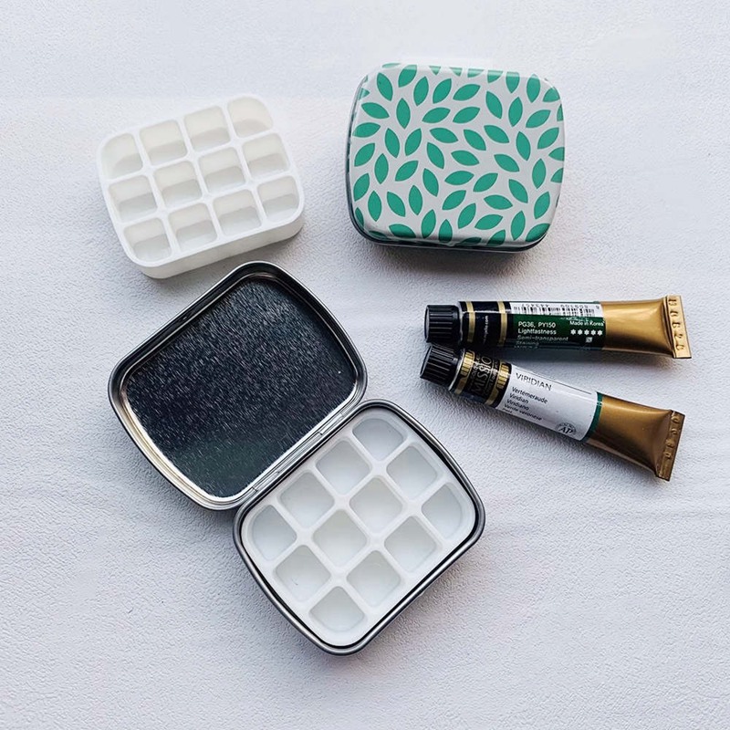 Lege 12 Raster Mini Aquarel Blikken Doos Draagbare Aquarel Verfpalet Reizen Schilderij Verfbak Kunstbenodigdheden