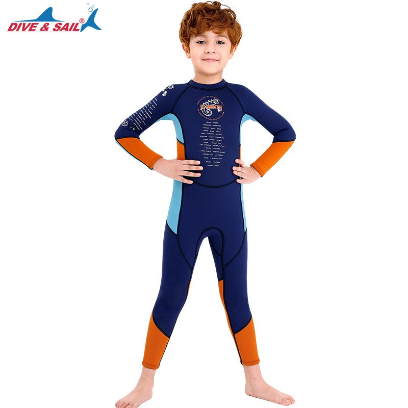 Traje de buceo de neopreno para niños de 2,5 MM, traje de buceo para niños, traje de baño de buceo a prueba de sol, bañador de surf a la deriva