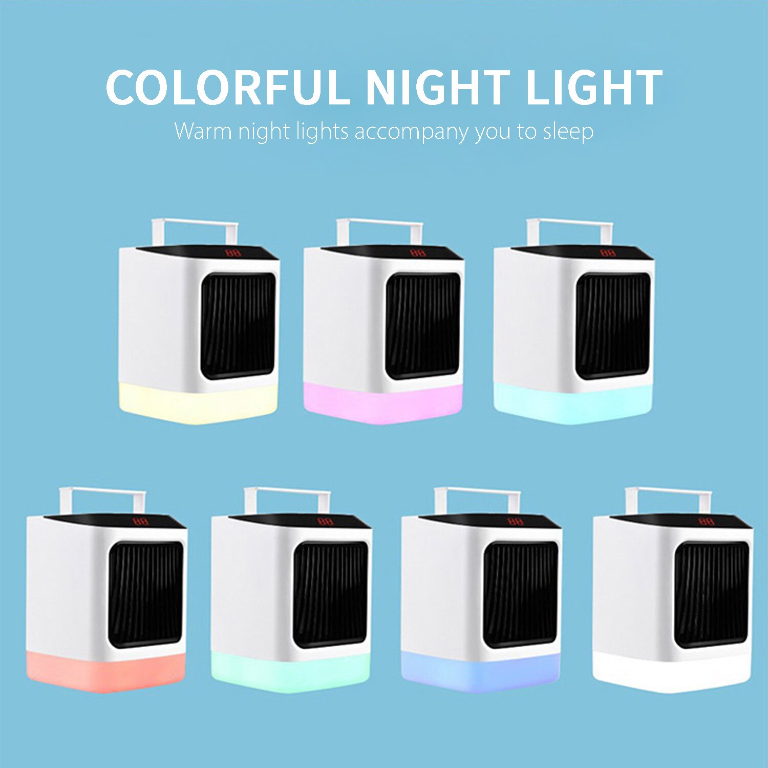 Electric Space Heater Fan with Timer Light LCD Display Heater Safe Quiet Handle Mini Space Heater Fan for Room Desk Indoor Use