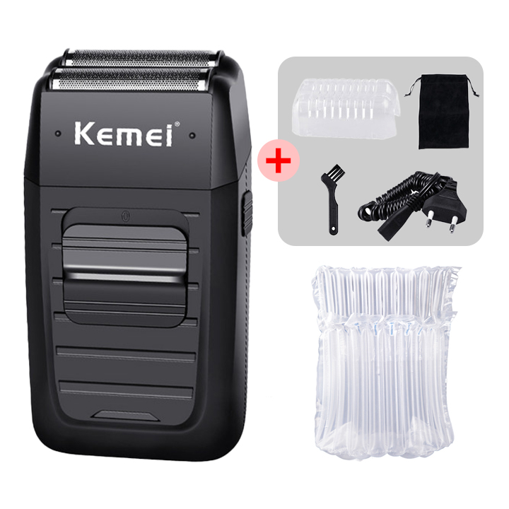 Kemei Rechargeable Cordless Shaver for Men Twin Blade Reciprocating Beard Razor Face Care Multifunction Strong Trimmer KM-1102: Blue