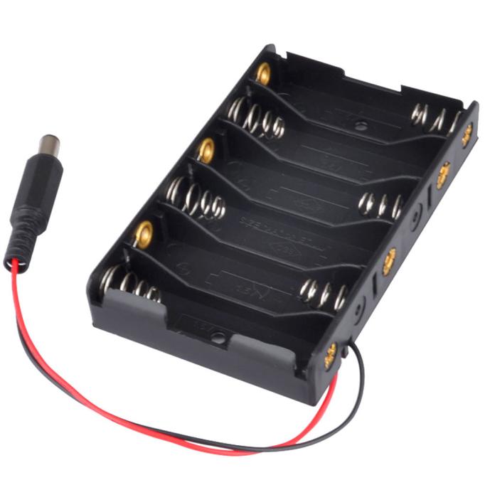 Battery Case Holder 6 x 1.5V AA batteries DIY Storage Box With DC2.1 Power Jack For Arduino Battery Holder Case In Stock