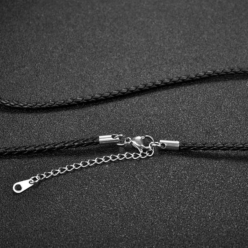 Schwarze, geflochtene halskette aus 50cm pu-lederkordeln für damen und herren, diy-Halsband mit karabinerverschluss und verlängerungskette