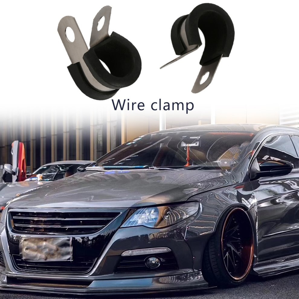 10Pcs Cable Wire Hose Pipe Clamp P Clips Rubber Lined Stainless Steel Tube Pipe Cable Mounting Bracket 20Mm Mayitr