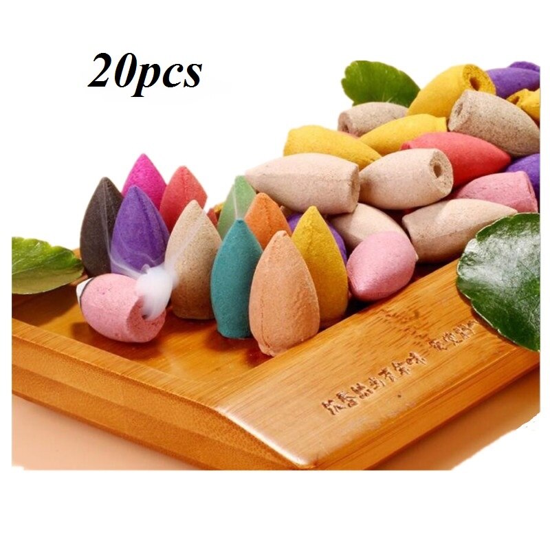 Little Monk Waterfall Incense Burner Backflow Buddha Incense Holder Censer Home Decor Buddhist Aroma Furnace: 20pcs Mixed