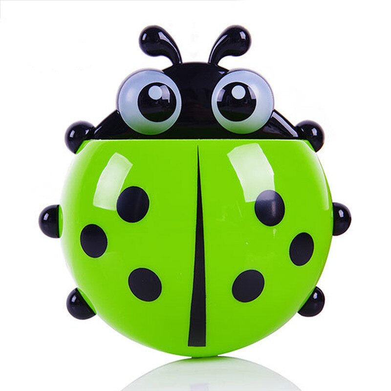 1Pcs Cute Ladybird Beetle Toothbrush Toothpaste Shelves Pencil/Pen Storage Holders &amp; Racks Children Brush Teeth Bathroom Supply: green