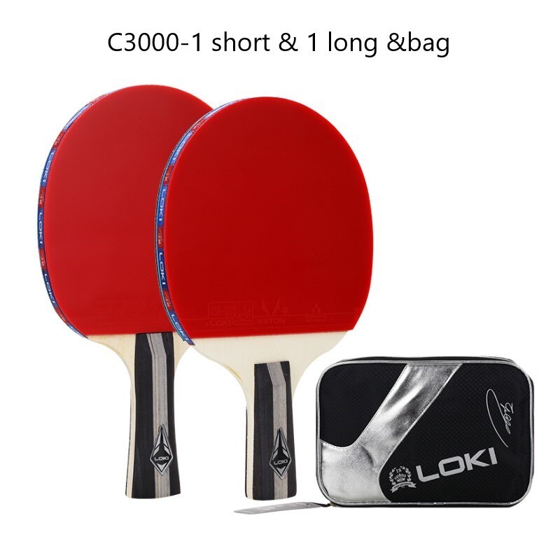 Loki-paletas de Ping Pong para principiantes, raqueta de tenis de mesa con 5 hojas de madera, 1 par de granos de goma: C3000-1CS 1FL