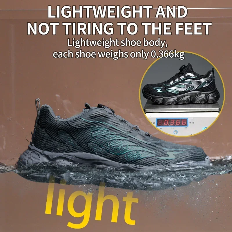 Rotating Button Work Safety Shoes Men Reflective Steel Toe Shoes Indestructible Work Sneakers Protective Safety Boots Size 47 48