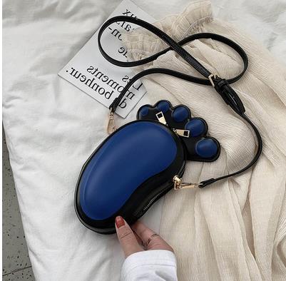 Sjov lille fod roman ung piges afslappede skuldertaske håndtaske crossbody mini taske pung kvinder daglige punge pu læder: Blå