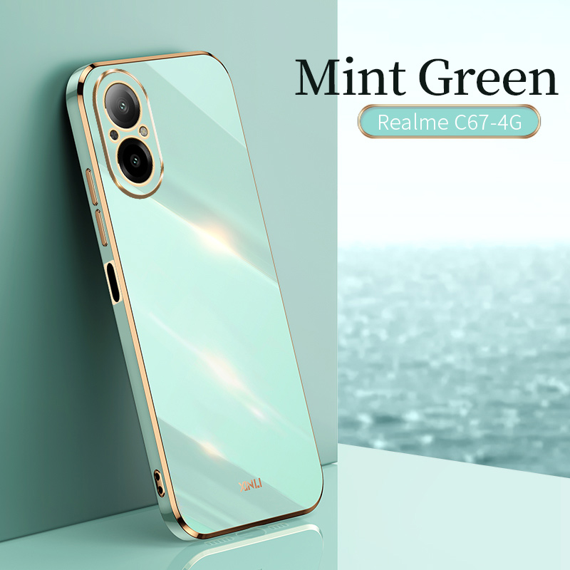 Etui na realme  c67 4g miękkiego tpu 4g ochroną aparatu przed  c67 palców: Jasnozielony