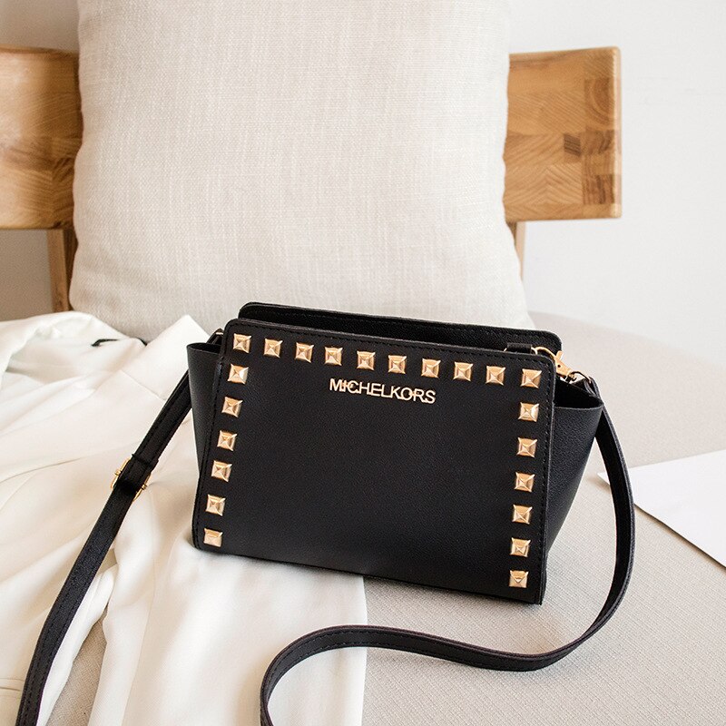 Bandolera cuadrada con patrón de tela para mujer, mini bolso de mano femenino a la , con cierre y diagonal de un solo hombro,: Negro
