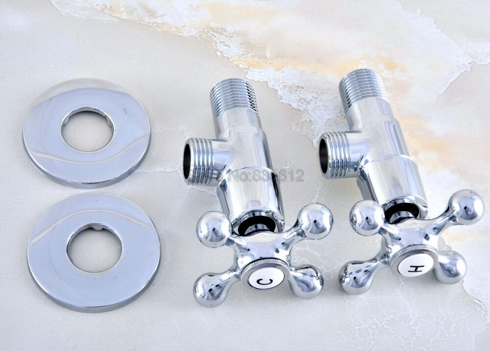 Een Van Paar 1/2 "Man X 1/2" Gepolijst Chroom Messing Badkamer Hoekstopkraan Chroom Vulventielen badkamer Tav014