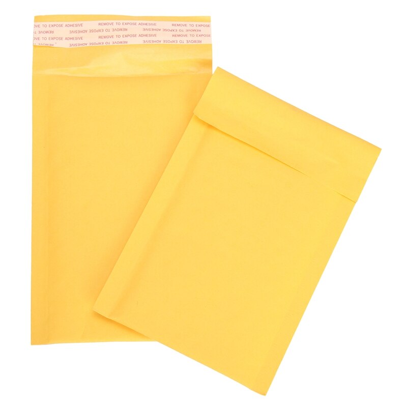 Kicute 50pcs Newest Kraft Bubble Mailers Padded Envelopes Yellow Self Sealing Bags 120x180mm Office School Stationery