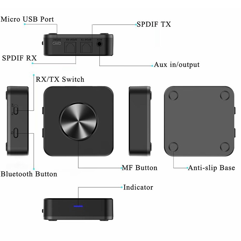 Wireless Bluetooth 5.0 Transmitter ReceiverCSR8675 Aptx HD Low Latency Adapter Optical SPDIF Aux 3.5mm oTV Speaker