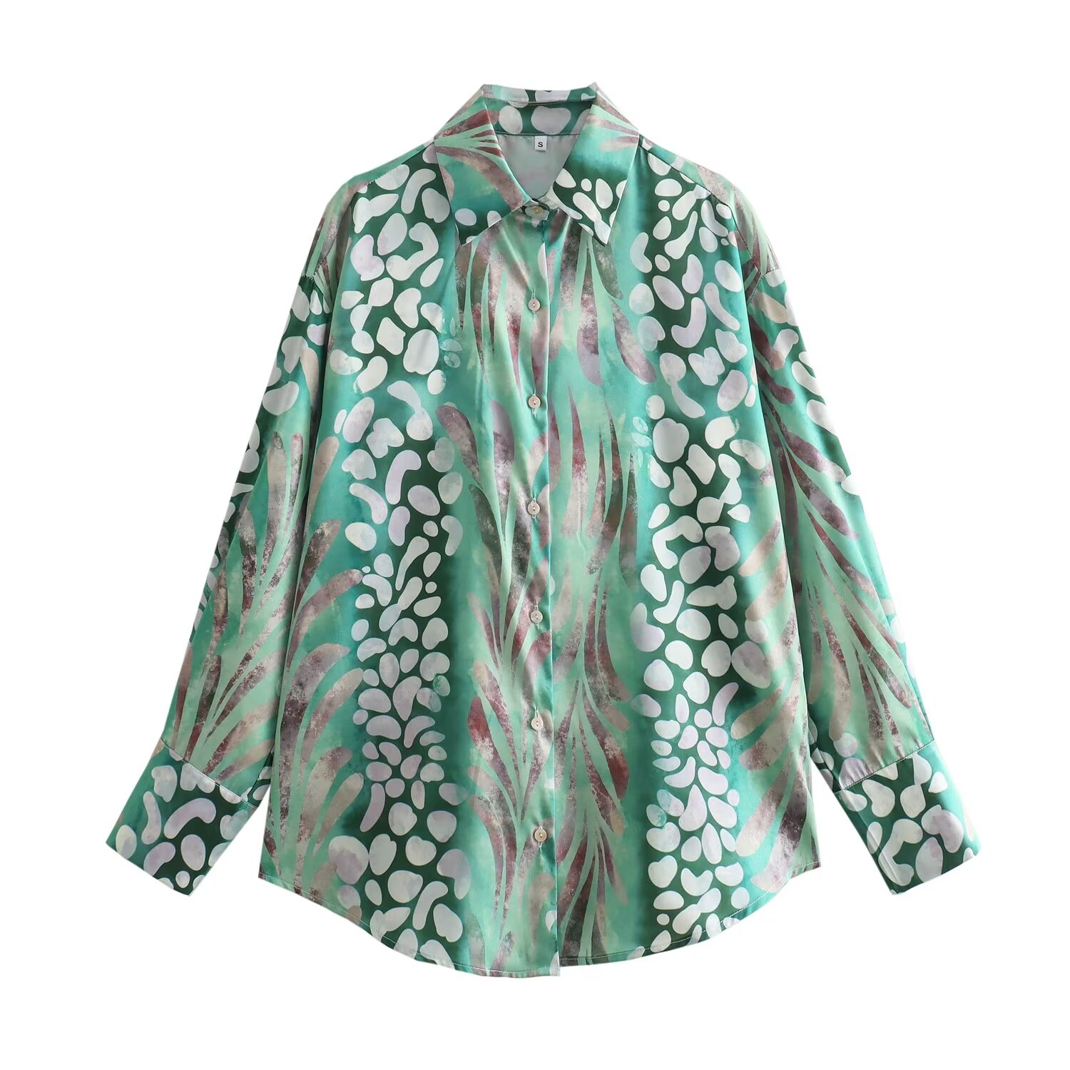 Tangada kvinders print satin nederdel med lynlås høj talje lang nederdel til kvinder 6 x 0117: Xs / Militærgrøn