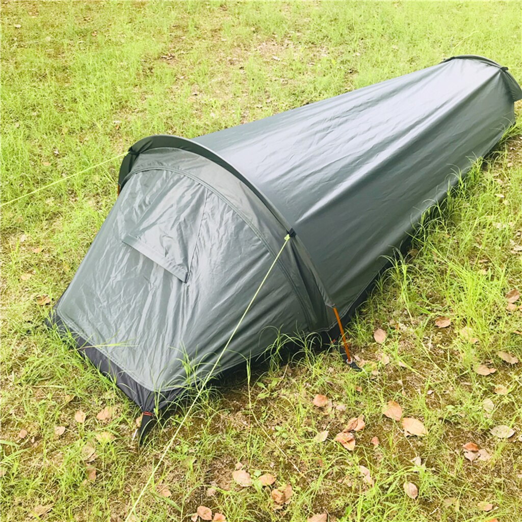 Tenda de acampamento ao ar livre, abrigo, sol, chuva, saco de dormir, 1 pessoa