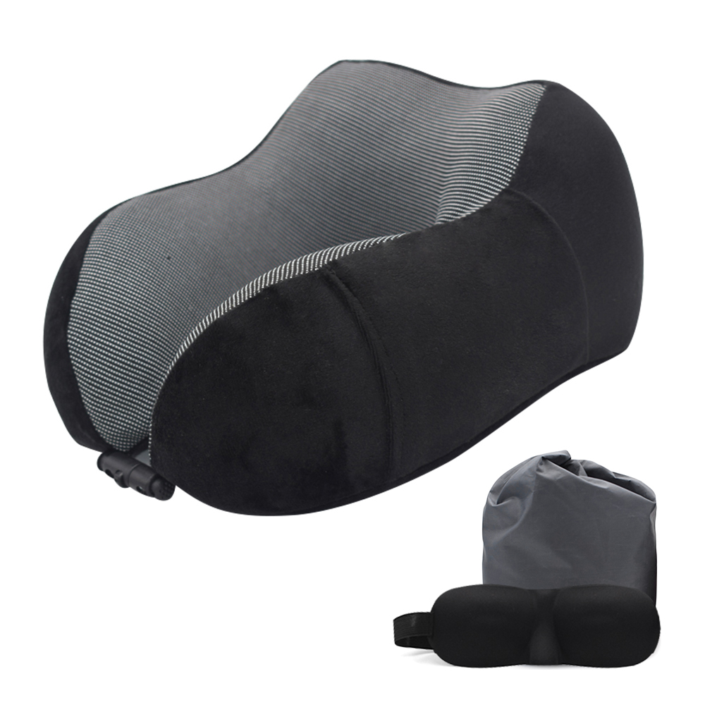 Memory Foam Neck Pillows U Shaped Soft Slow Rebound Space Travel Pillow Solid Neck Cervical Healthcare Bedding: C1