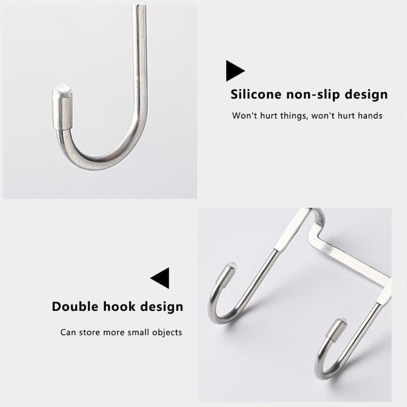 2Pcs Over Kast Lade Dubbele Haken Rvs Deur S Vorm Hanger Rack