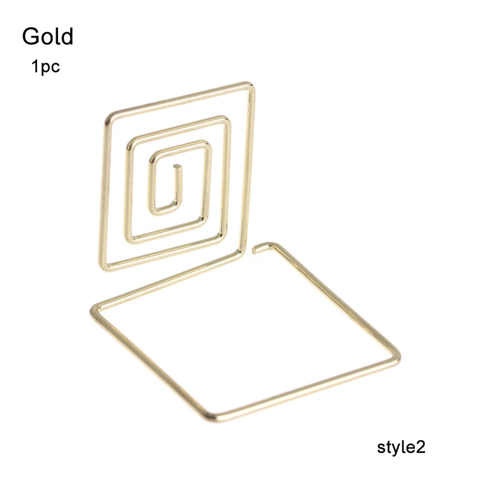 1 pc romantiska hjärta diamant fotoklämma metall plats korthållare cool bröllopsfest skrivbordsdekoration bord nummer stativ: Typ 5-1pc guld