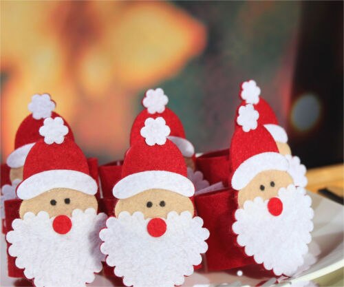 Santa serviet ring jul holder dekoration serviette claus festbord banket