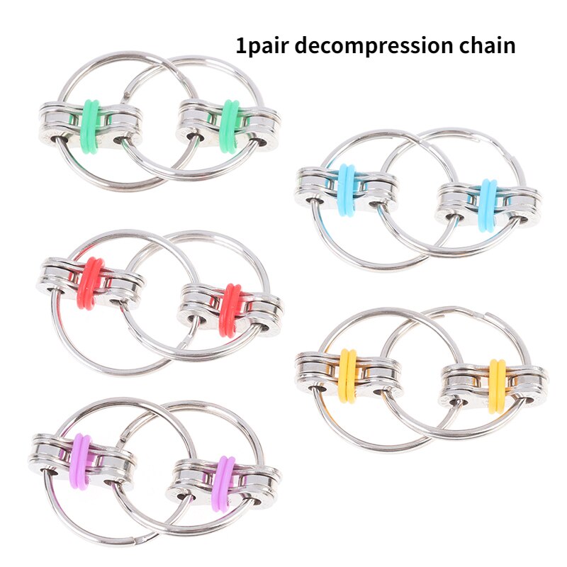 1 Paar Decompressie Ketting Fidget Hand Spinner Vinger Speelgoed Metalen Vent Speelgoed Fiets Ketting Sleutelhanger Sleutelhanger Fidget Saai