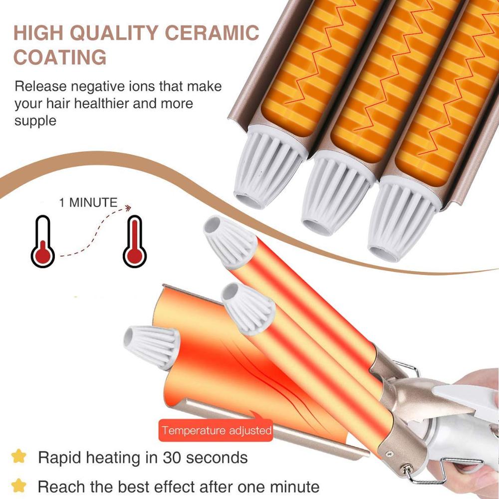 Profesjonalne włosy potrójne lokówki ceramiczne beczki fala rolki lokówka robić włosów żelazka włosy chwiać się stylizacja narzędzia fryzjer różdżka