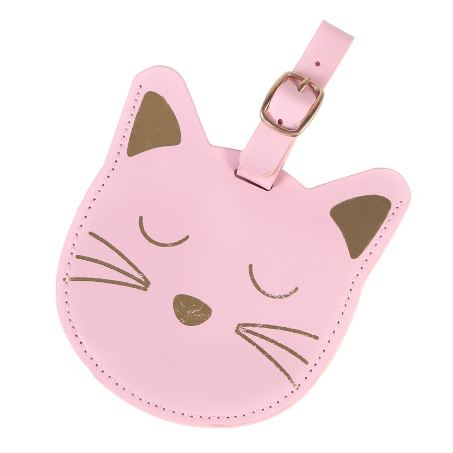 Mooie Animal Koffer Lederen Kat Luggagetag Tas Hanger Reisaccessoires Naam Id Adres Vip Uitnodiging Label LT29A: Pink