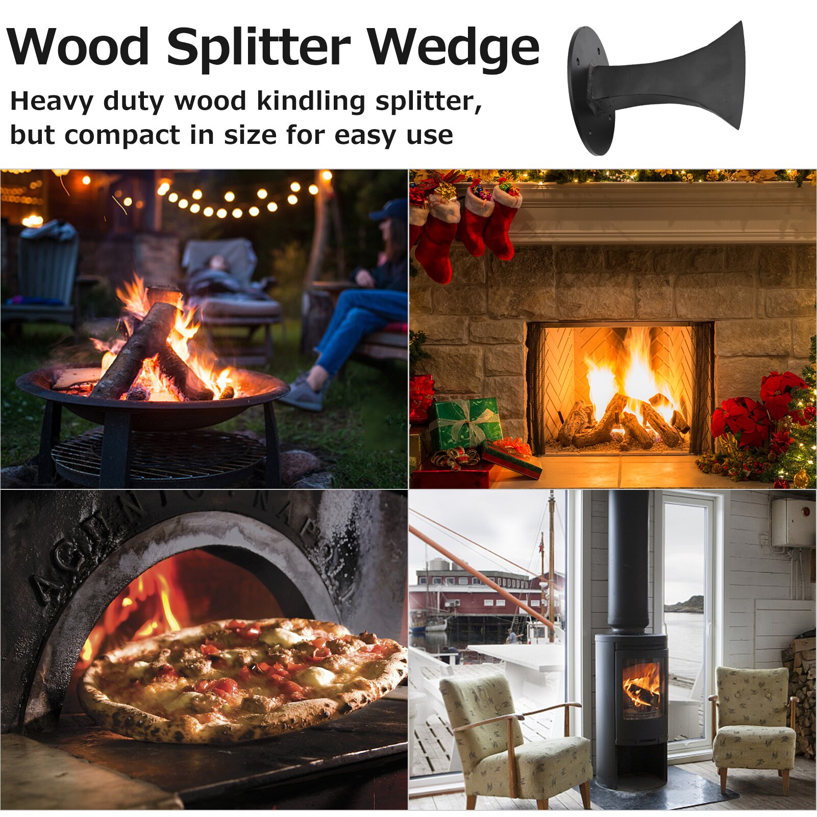 Wood Splitter Wedge Heavy Duty Small Firewood Kindling Splitter Manual Log Splitter for Small Fireplace Wood Stove