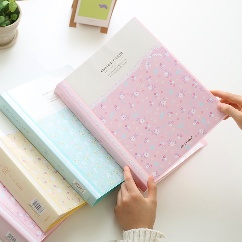 Fresh Flower Paper File Holders A4 Document Holder Paper Folder Storage Binder Pouch Package Office School 30/40/60/80pages