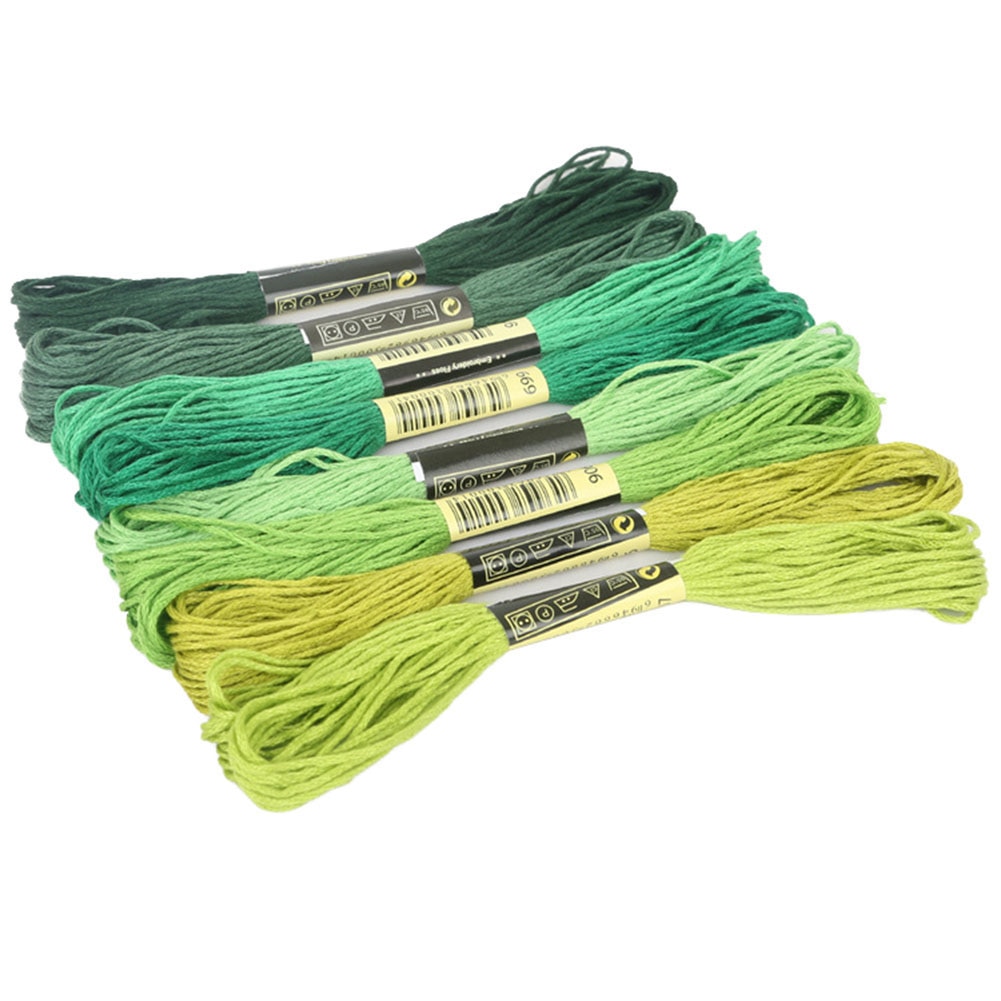 8Pcs 7.5m Waterproof High Toughness Cotton Embroidery Threads Floss DIY Craft Cross Stitch Threads Sewing Thread Sewing Tools: Green