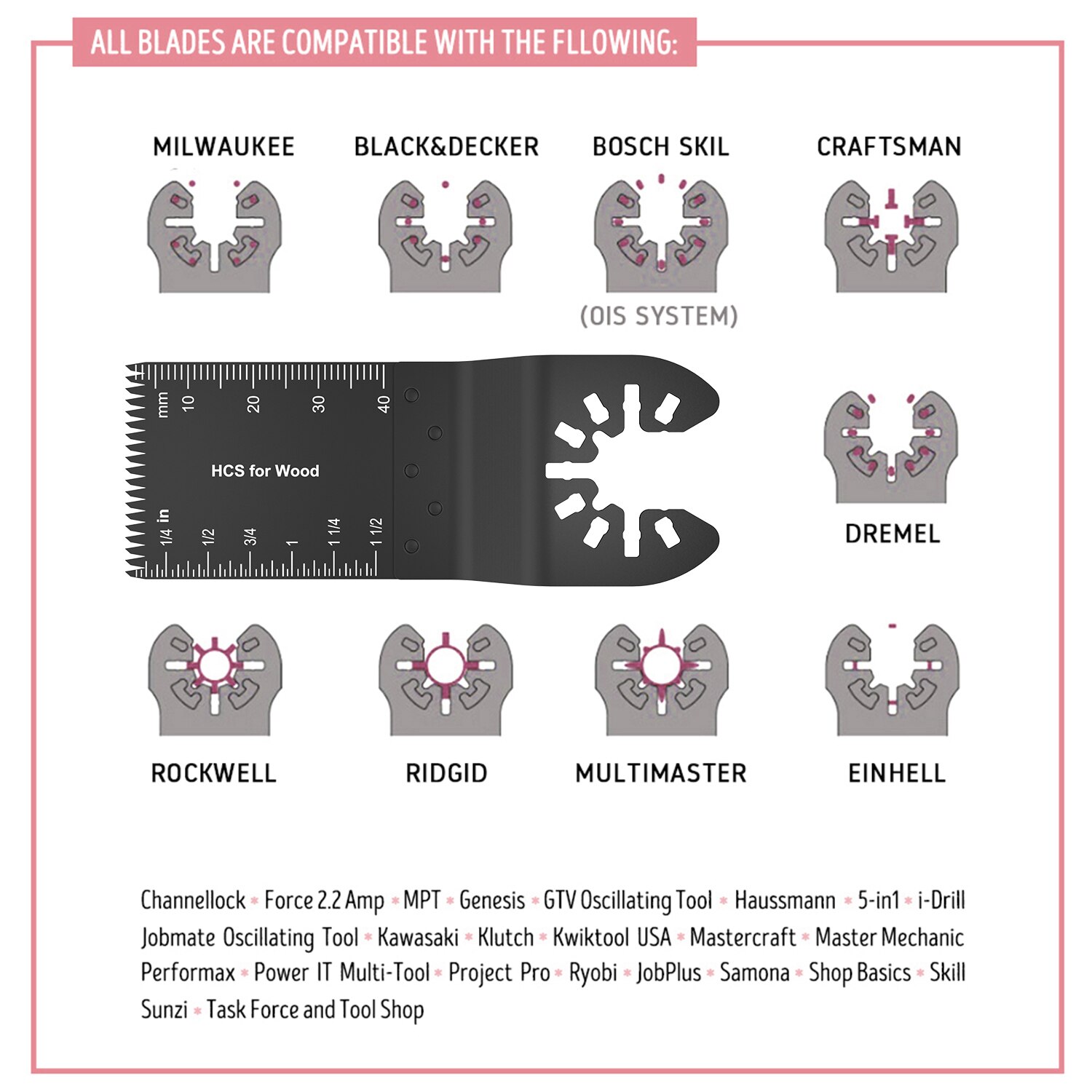 Ensemble de lames de scie oscillantes multi-outil 66 pièces pour outils électriques de rénovateur comme Fein Multimaster,Dremel, accessoires d'outils électriques