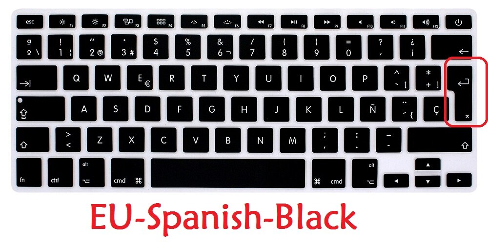 Eu Ons Spaanse Keyboard Voor Macbook Air Pro Retina 13 15 Spaans Toetsenbord Cover Silicium A1466 A1278 A1286 A1398 Toetsenbord huid: EU Black