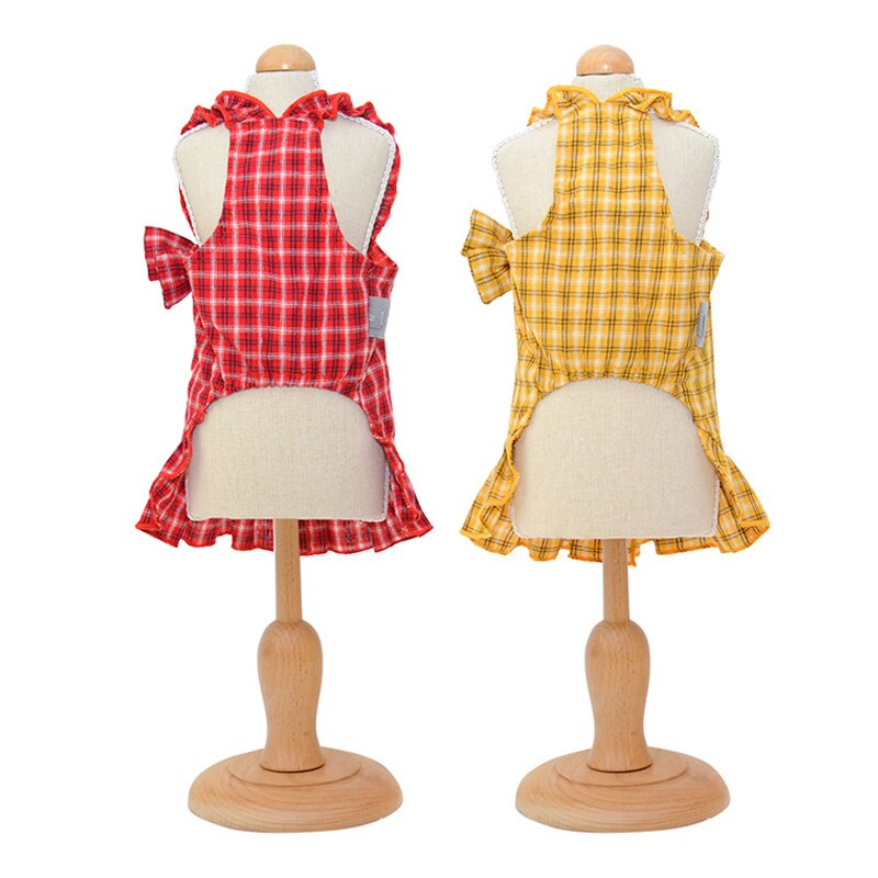 Kleine Hond Meisje Jurk, Leuke Plaid Patroon Vest Lente Zomer Jarretel Rok Kleding Kleding Voor Pet Puppy Kleine Hond