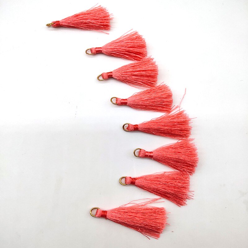 10 Pcs Silky Handmade Soft Craft Mini Tassels with Loops for Jewelry Making, DIY Projects, Bookmarks Accessories: Blood