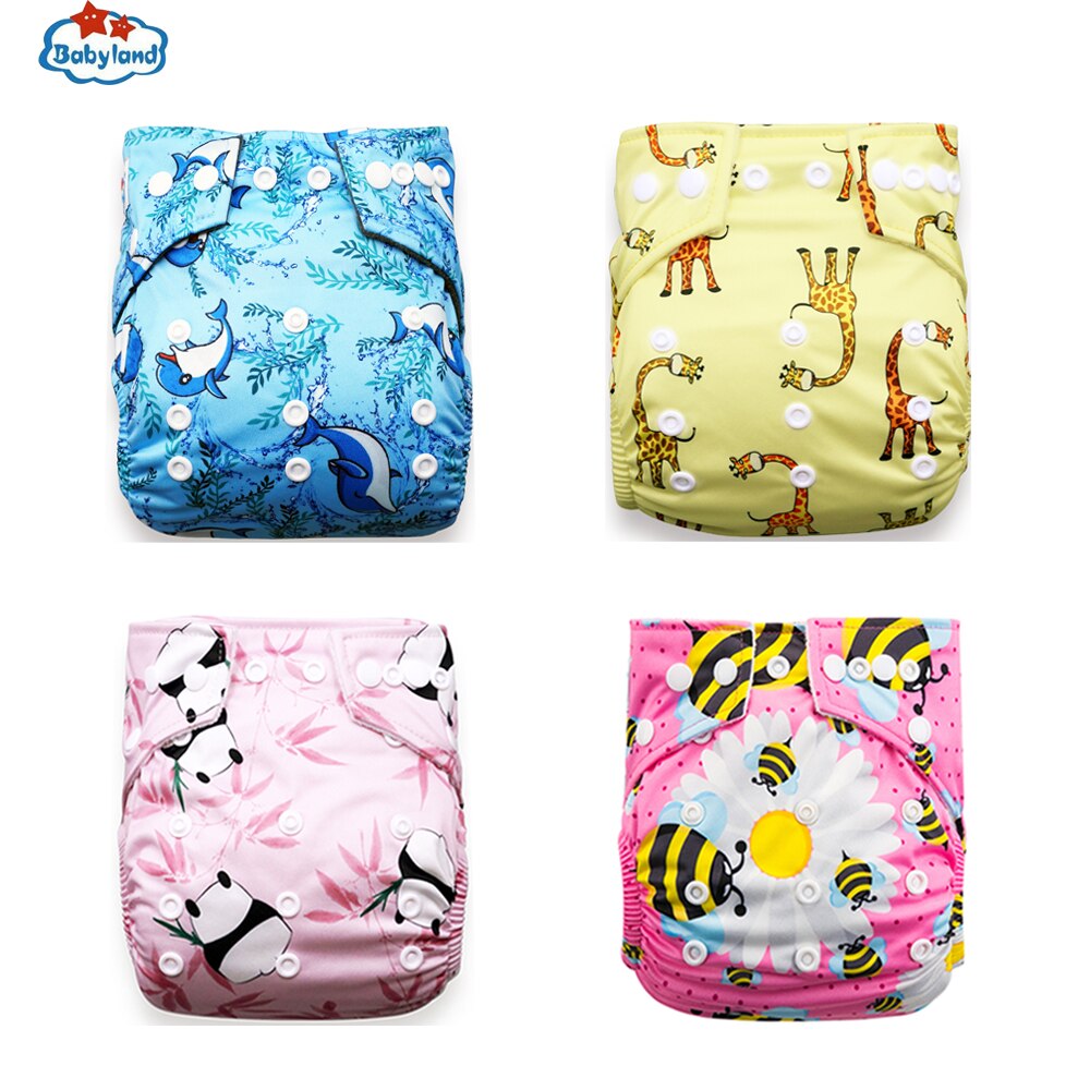 Babyland 4 Stks/pak Wasbare Luier Broek Pocket Luier Herbruikbare Luiers 3-15Kg Baby Ondergoed Dag &amp; Nacht Luier: Bruin