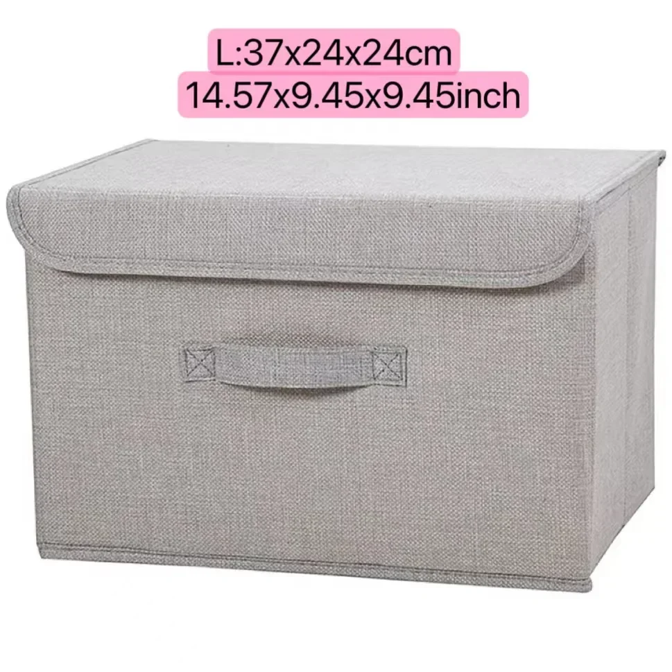 Portable Storage Basket with Lid Folding Storage Box Container Bins Household Home Supplies Non-woven Fabric Storage Organizer: light yellow