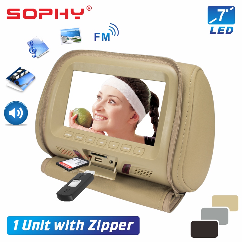 7 zoll Auto Kopfstütze Bildschirm Monitor mit Reißverschluss Abdeckung USB und SD Lesen Funktion Schwarz Grau Beige SH7048-P5-Postleitzahl