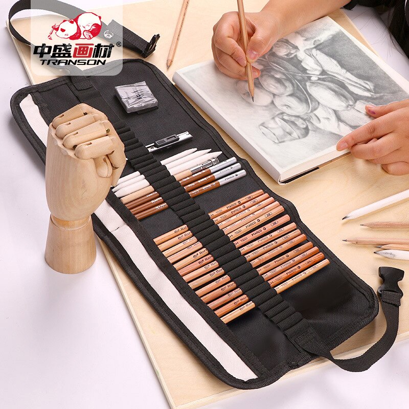 95PS Sketch Pencil Set Sketching Drawing Kit Wood Pencil Pencil Bags For Painter School Students Art Supplies