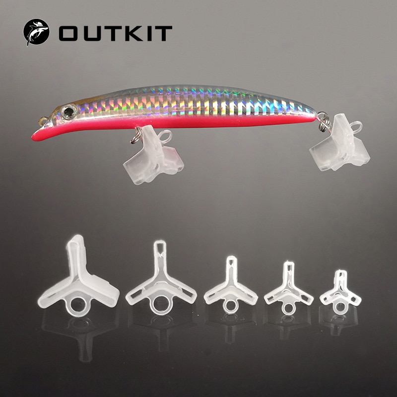OUTKIT-cubiertas protectoras de anzuelos triples de plástico, para señuelos de pesca, 5 tamaños, funda, gorros, Protector de seguridad, 20 unids/lote