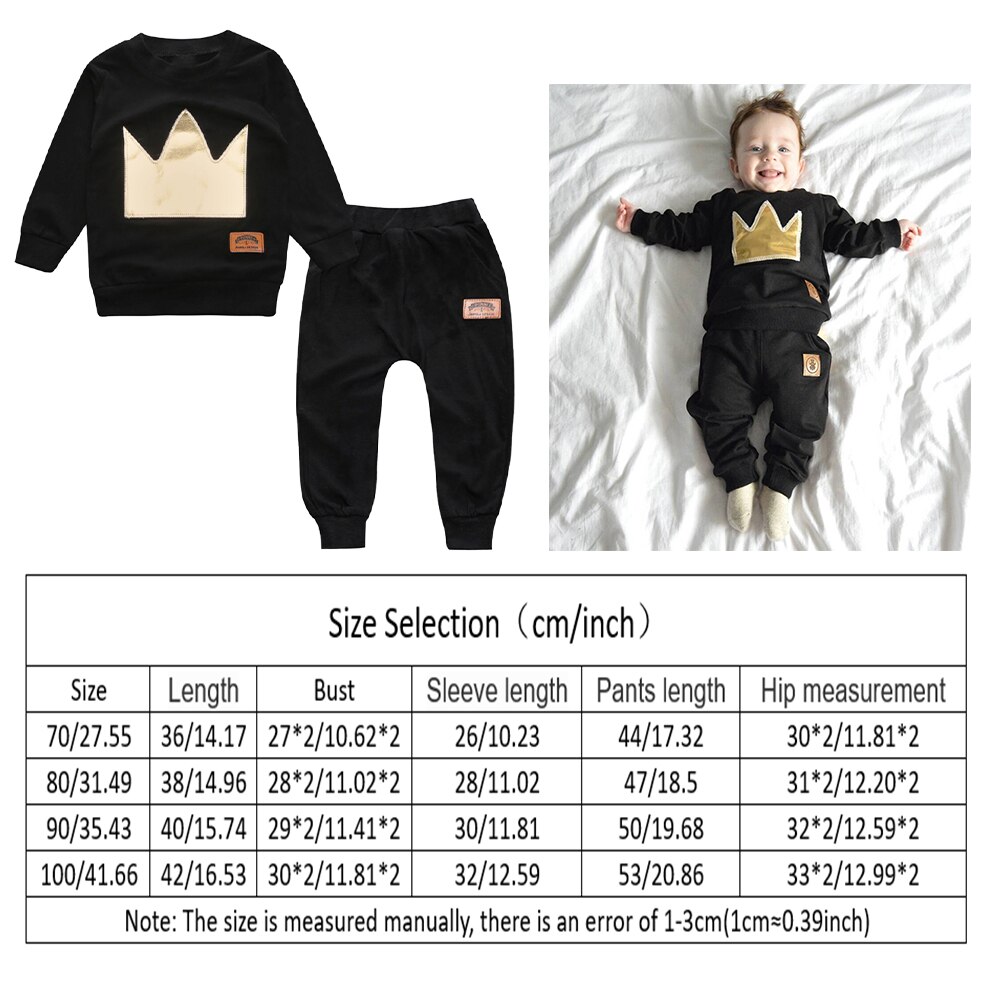 Boy's clothes set autumn newborn baby clothing crown long sleeve top + pants baby sports suit